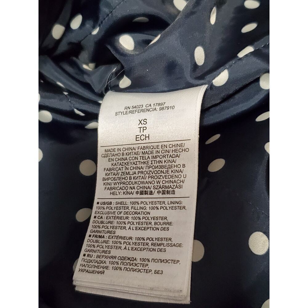Banana Republic Quilted Belted Jacket XS True Navy Polka Dot Lining - Picture 3 of 12